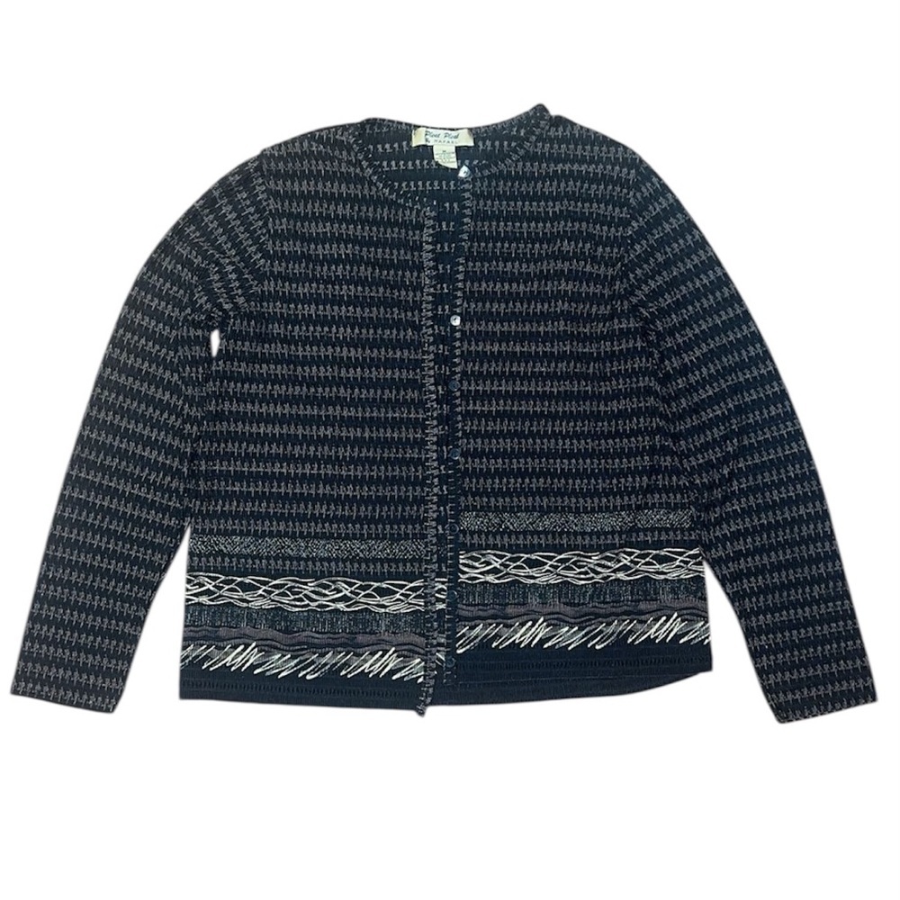RAFAEL Black and Cream Textured vintage Cardigan size medium
